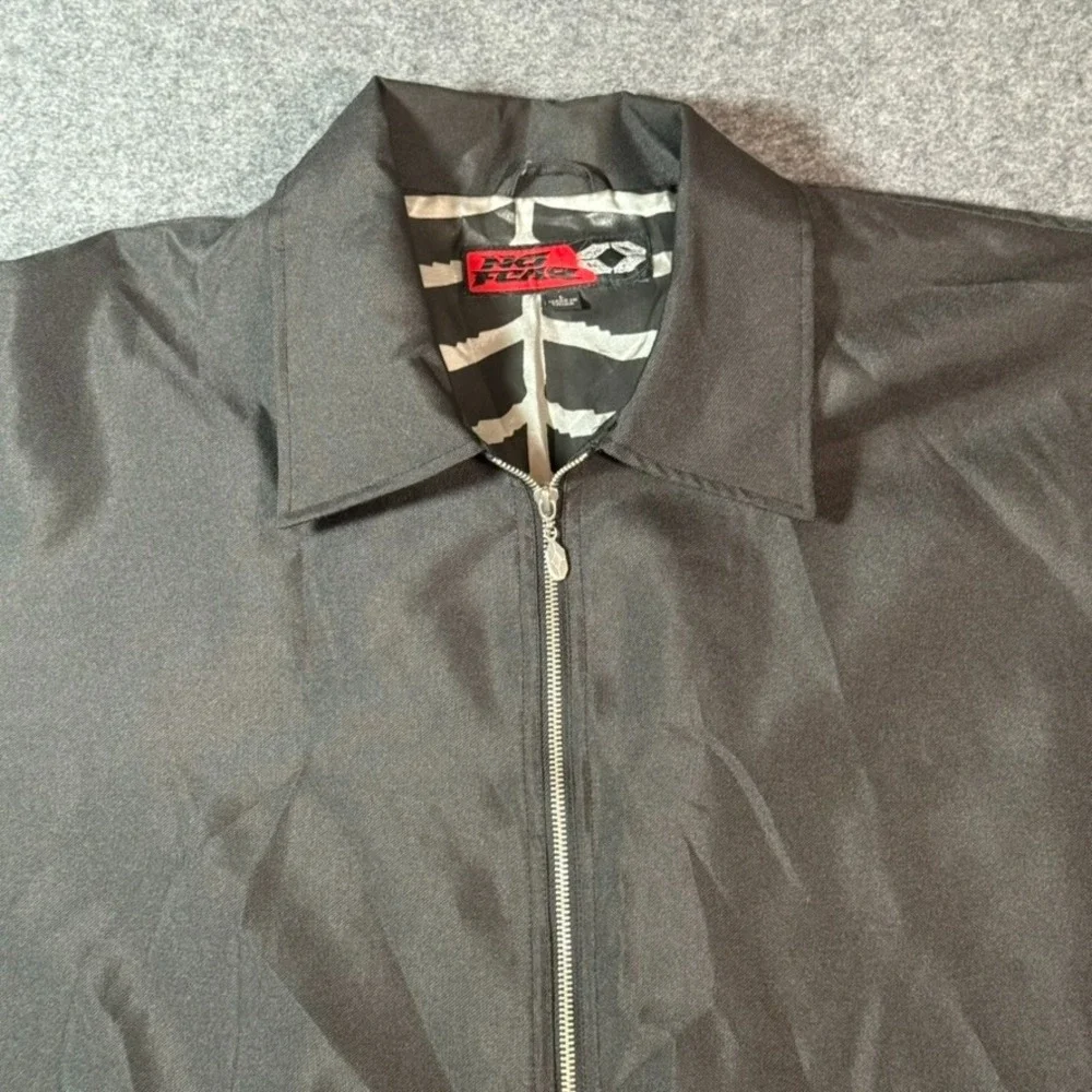 VTG Y2K NO FEAR Mens Black Spiderweb‎ Jacket Sz L Performance Lightweight Street
